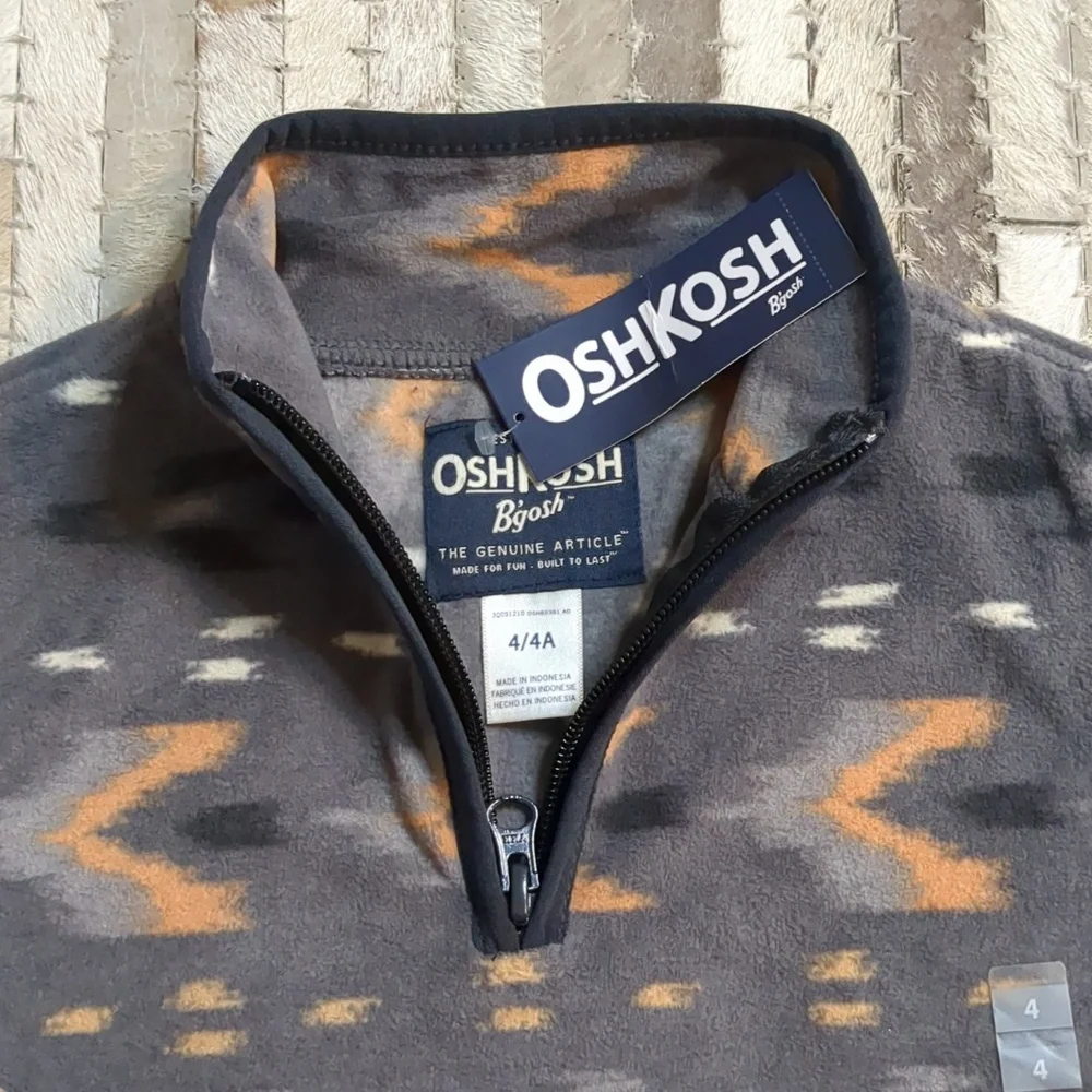 OshKosh B'gosh Boys' Mountain Aztec‎ Print Microfleece Quarter Zip Pullover